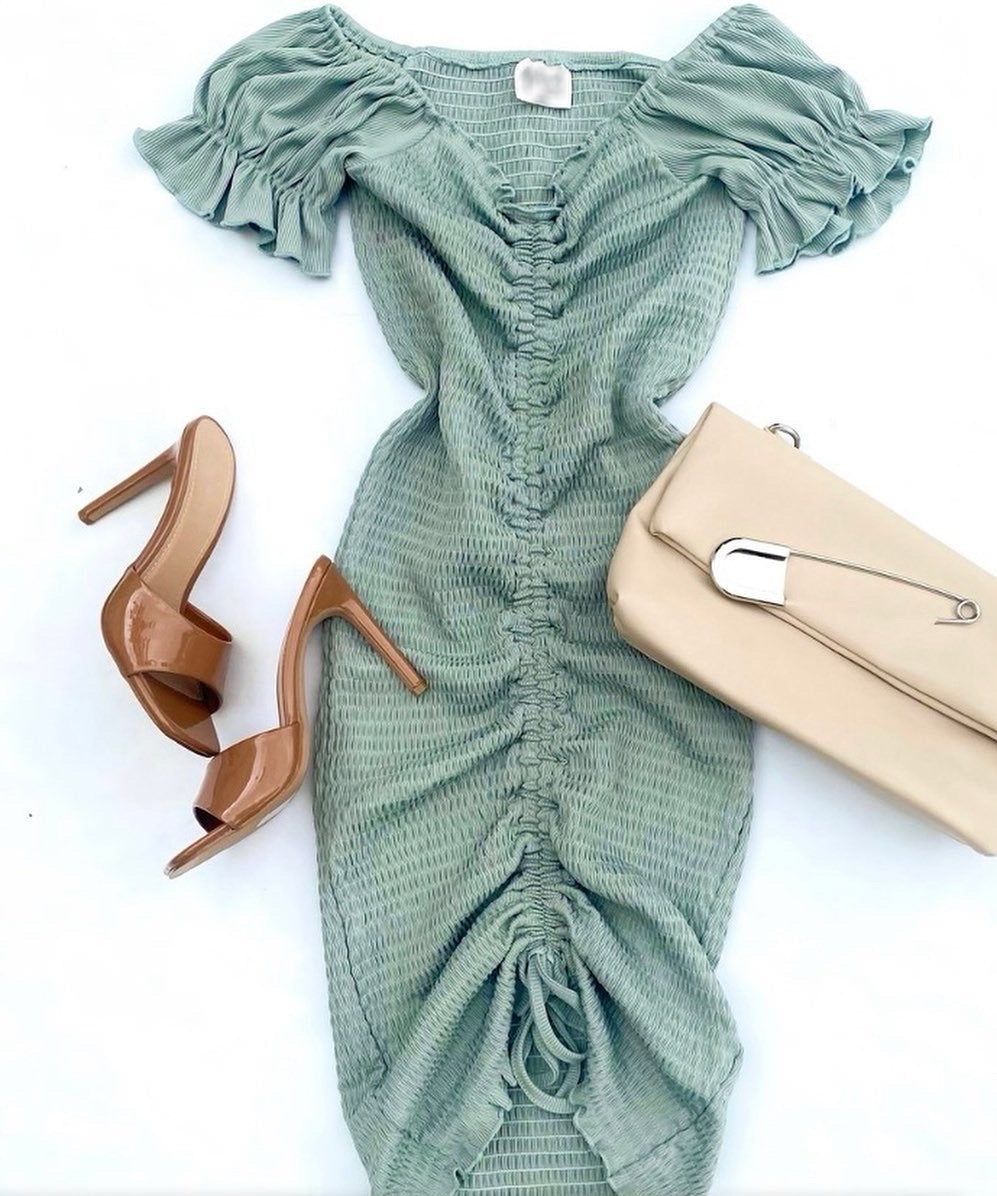 Sage Ruched Dress👗