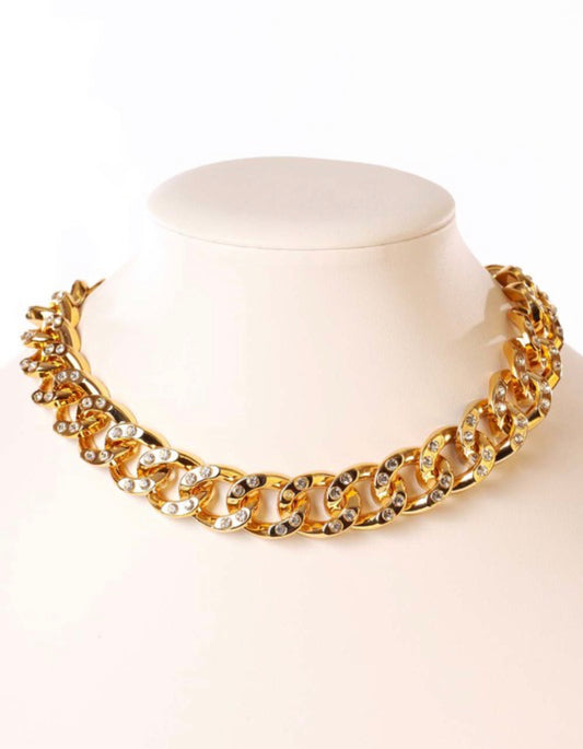 Rhinestone Chain Necklace (gold)